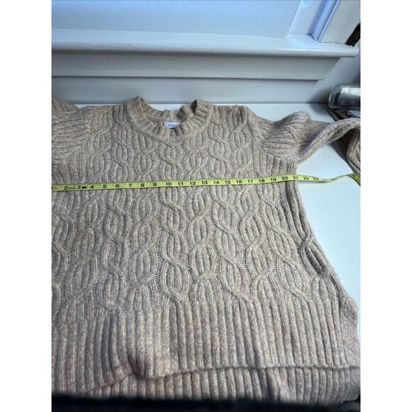 FOIL Cable Knit Pink Beige Long Sleeve Pullover Sweater Wool Blend Women Size L - Picture 7 of 8